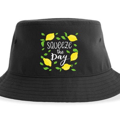 Squeeze The Day Lemons Quote Sustainable Bucket Hat