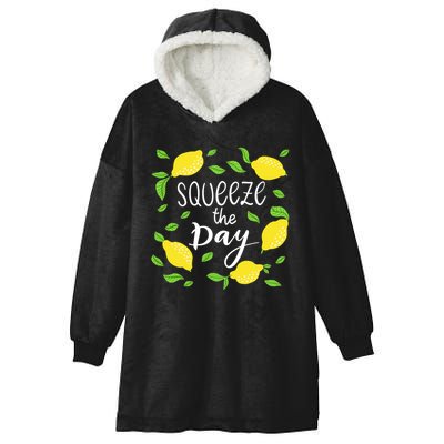 Squeeze The Day Lemons Quote Hooded Wearable Blanket
