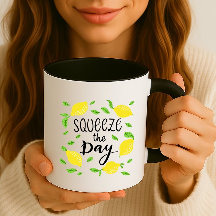 Squeeze The Day Lemons Quote Mug