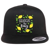 Squeeze The Day Lemons Quote Flat Bill Trucker Hat