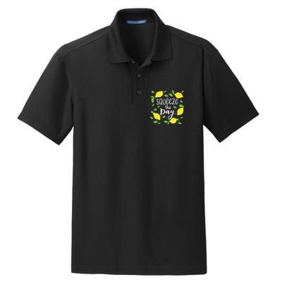 Squeeze The Day Lemons Quote Dry Zone Grid Polo