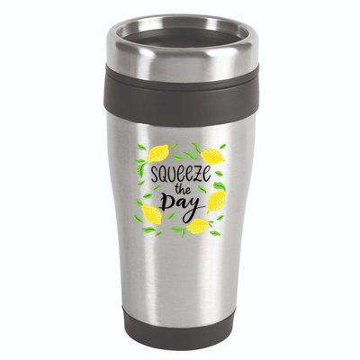 Squeeze The Day Lemons Quote 16oz Travel Tumbler