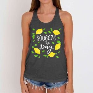 Squeeze The Day Lemons Quote Women's Knotted Racerback Tank