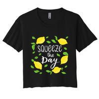 Squeeze The Day Lemons Quote Crop Top