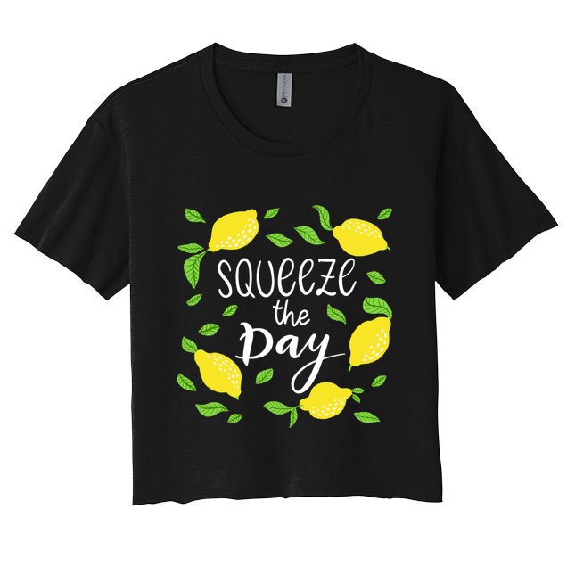 Squeeze The Day Lemons Quote Crop Top