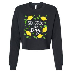 Squeeze The Day Lemons Quote Cropped Pullover Crew