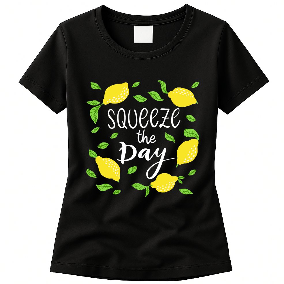 Squeeze The Day Lemons Quote Womens T-Shirt