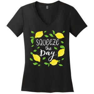 Squeeze The Day Lemons Quote Women's V-Neck T-Shirt