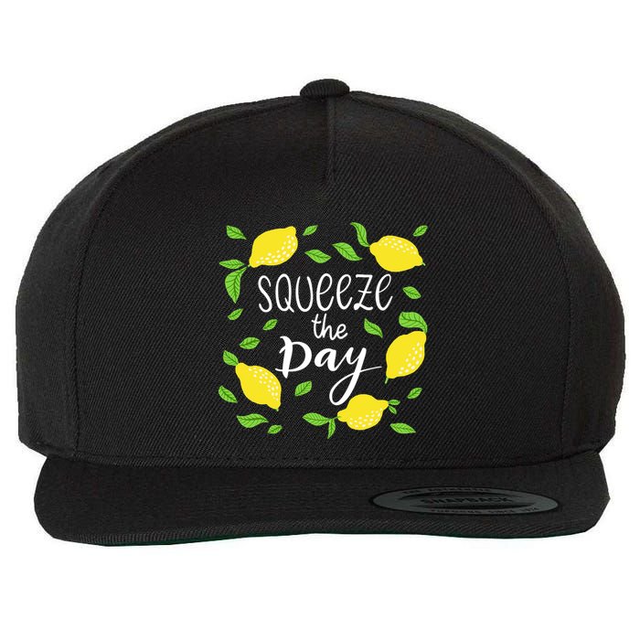 Squeeze The Day Lemons Quote Wool Snapback Cap