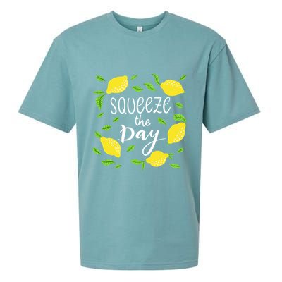 Squeeze The Day Lemons Quote Sueded Cloud Jersey T-Shirt