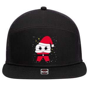 Santa Tooth Dentist Christmas Gift 7 Panel Mesh Trucker Snapback Hat