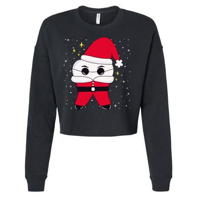 Santa Tooth Dentist Christmas Gift Cropped Pullover Crew