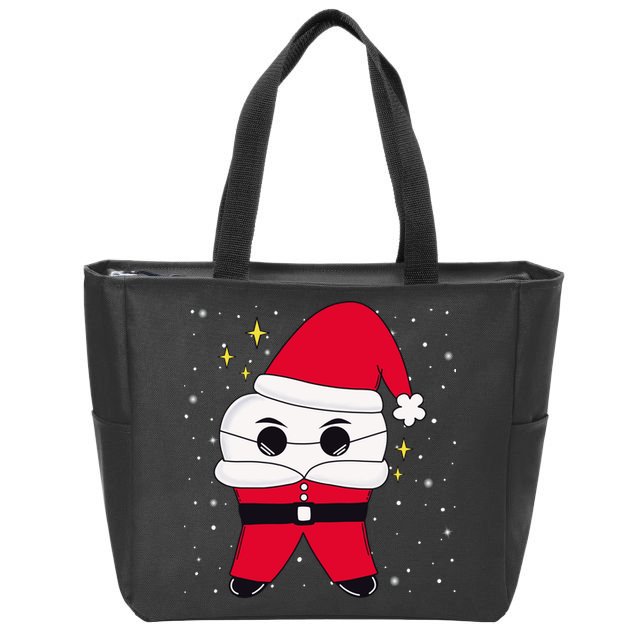 Santa Tooth Dentist Christmas Gift Zip Tote Bag