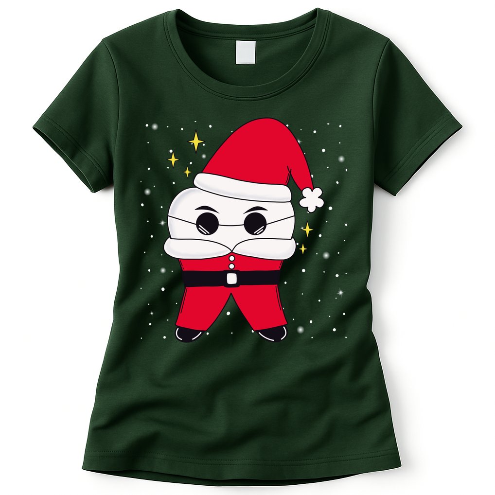 Santa Tooth Dentist Christmas Gift Womens T-Shirt
