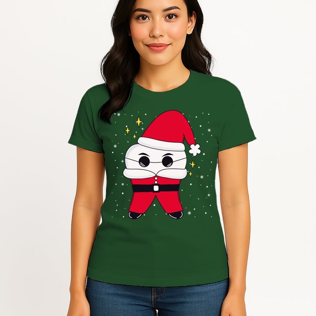 Santa Tooth Dentist Christmas Gift Womens T-Shirt