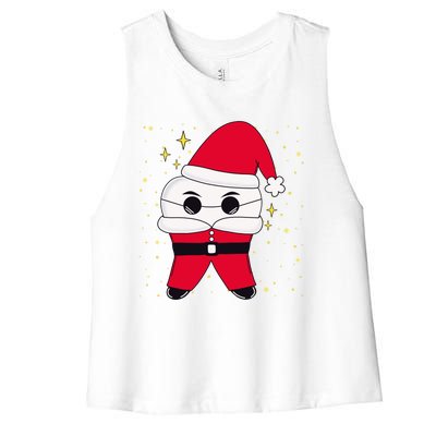 Santa Tooth Dentist Christmas Gift Women's Racerback Cropped Tank