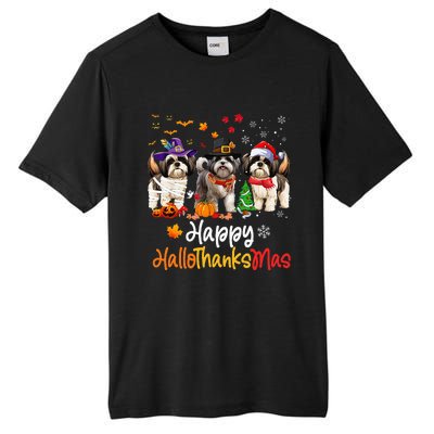 Shih Tzu Dog Halloween Christmas Happy Hallothanksmas Tall Fusion ChromaSoft Performance T-Shirt