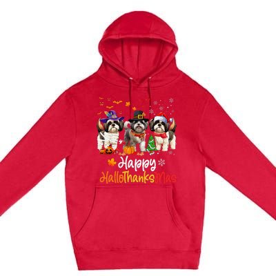 Shih Tzu Dog Halloween Christmas Happy Hallothanksmas Premium Pullover Hoodie