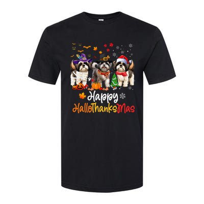 Shih Tzu Dog Halloween Christmas Happy Hallothanksmas Softstyle CVC T-Shirt