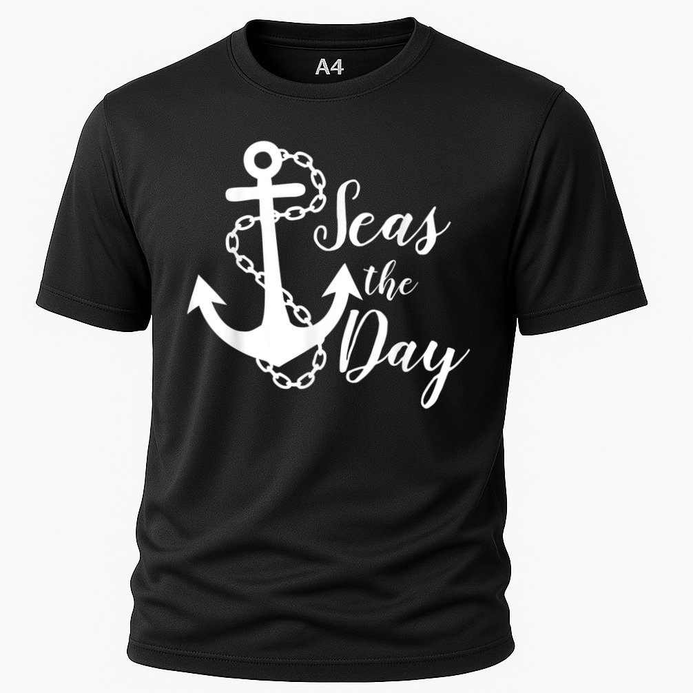 Seas The Day Nautical Anchor Cruise Vacation Cooling Performance Crew T-Shirt