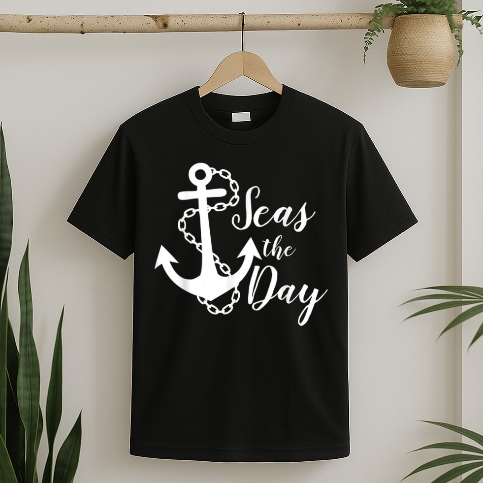 Seas The Day Nautical Anchor Cruise Vacation T-Shirt