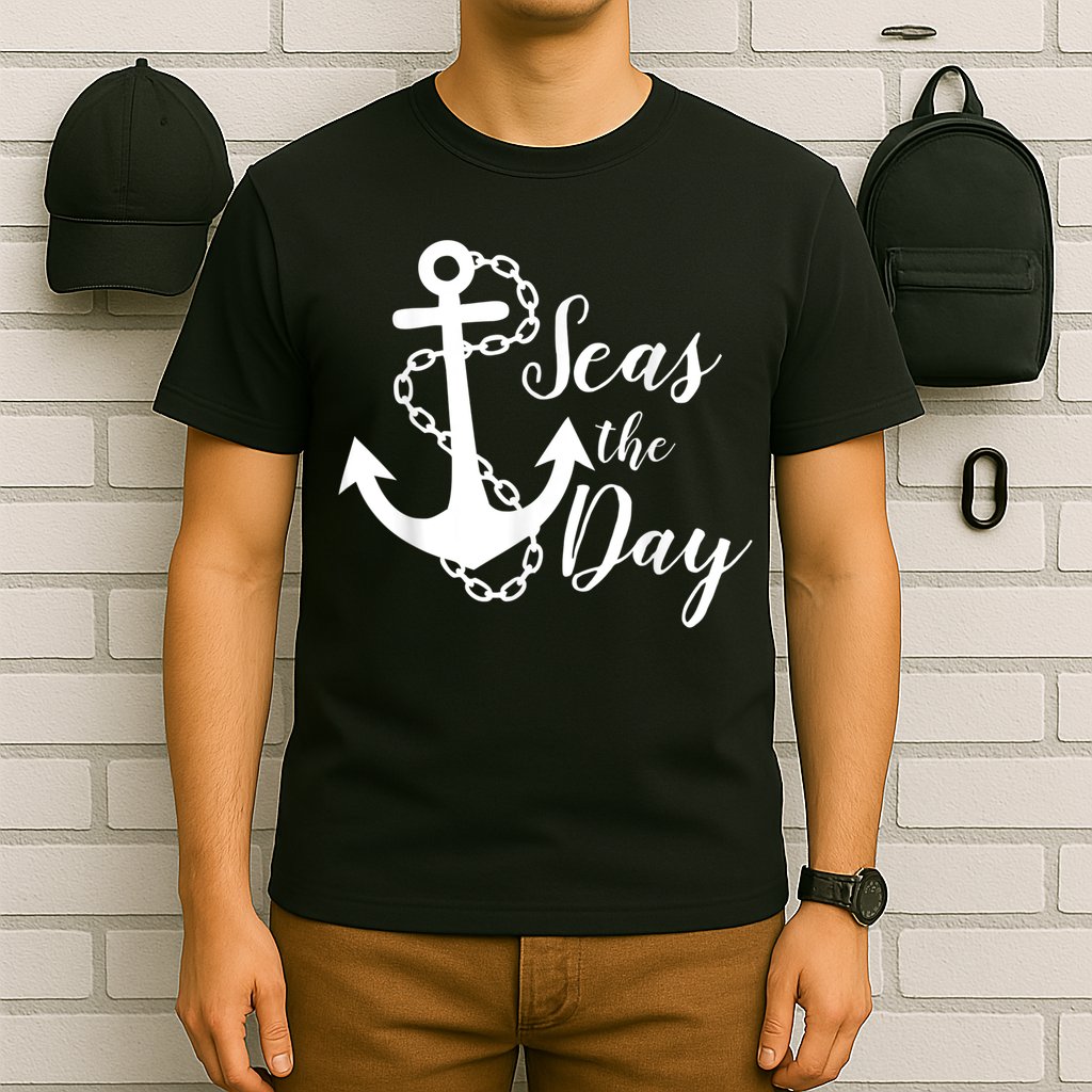 Seas The Day Nautical Anchor Cruise Vacation T-Shirt
