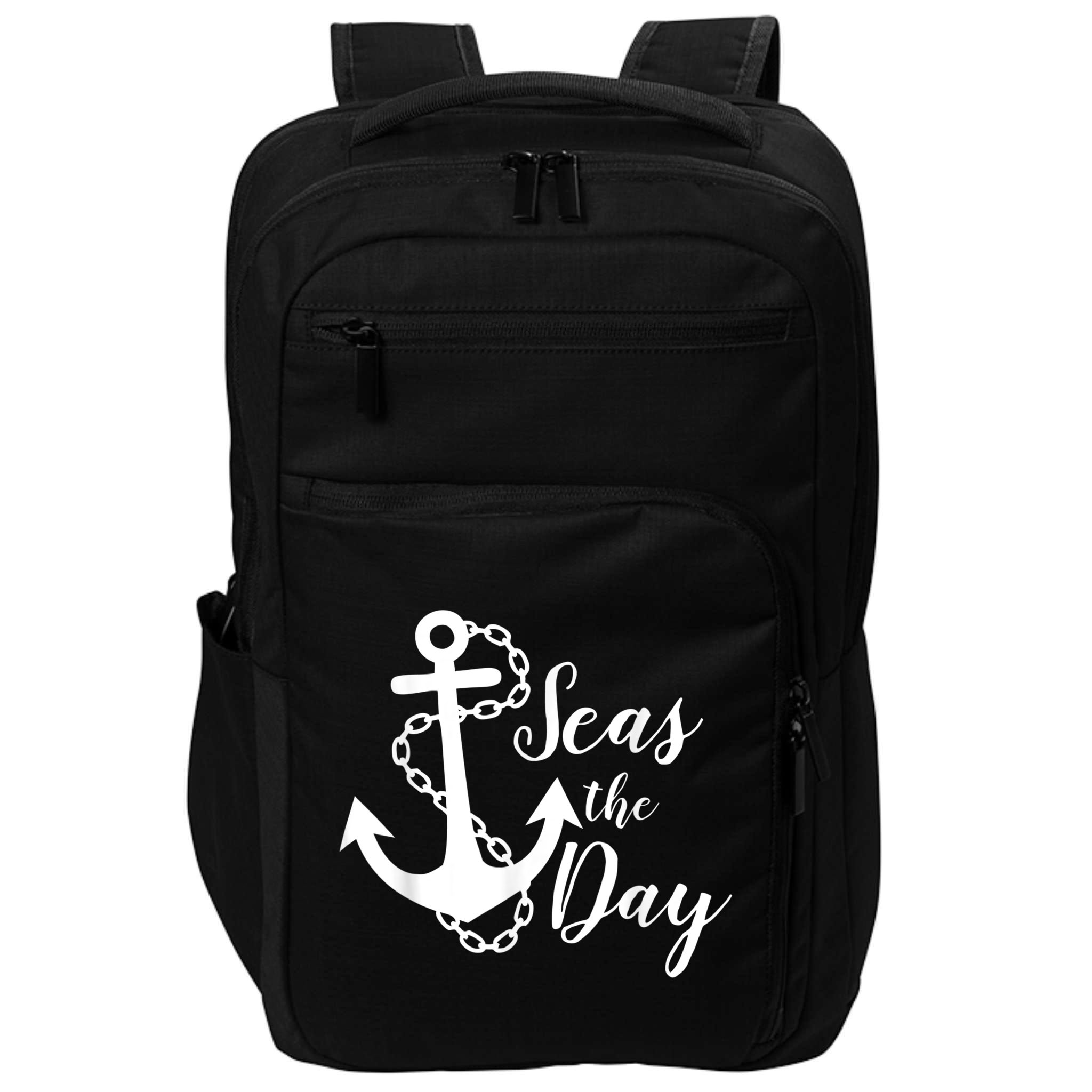 Seas The Day Nautical Anchor Cruise Vacation Impact Tech Backpack