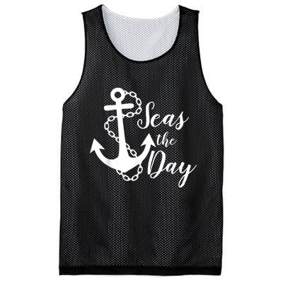 Seas The Day Nautical Anchor Cruise Vacation Mesh Reversible Basketball Jersey Tank