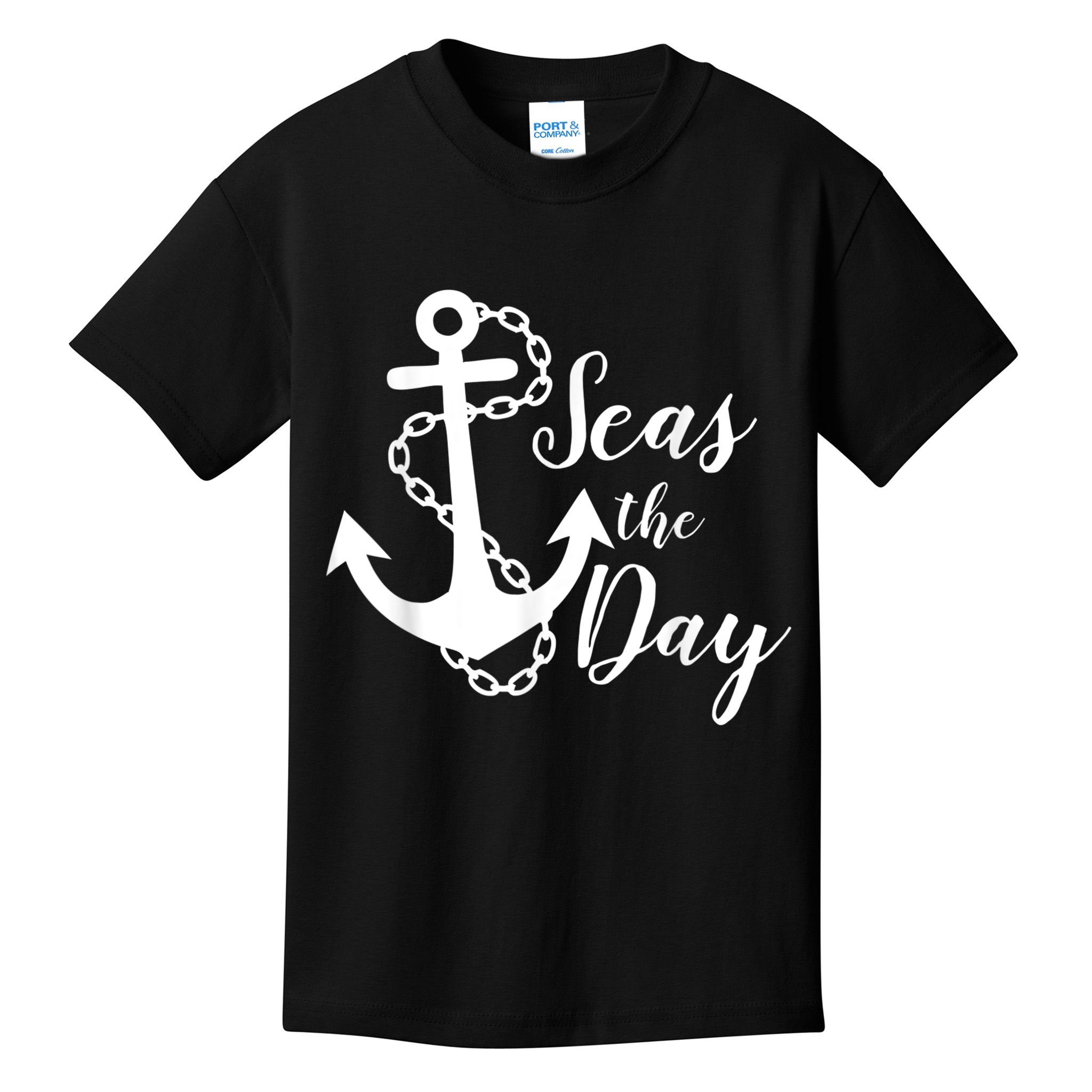 Seas The Day Nautical Anchor Cruise Vacation Kids T-Shirt