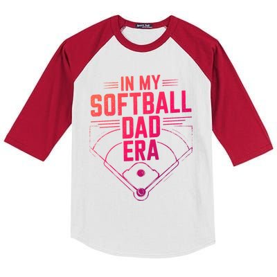 Softball Team Dad In My Softball Dad Era Softball Dad Pride Gift Kids Colorblock Raglan Jersey