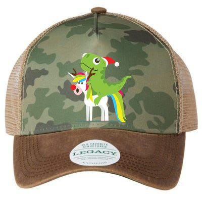 Santasaurus Trex Dinosaur Riding Reindeer Unicorn Christmas Gift Legacy Tie Dye Trucker Hat