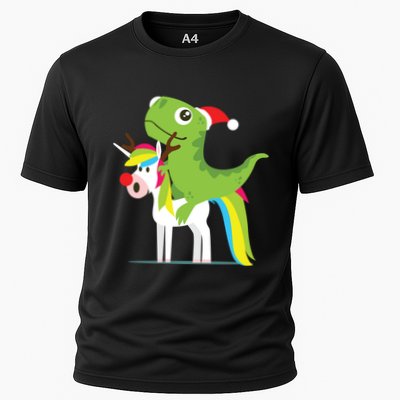 Santasaurus Trex Dinosaur Riding Reindeer Unicorn Christmas Gift Performance Shirt