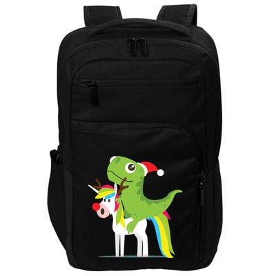 Santasaurus Trex Dinosaur Riding Reindeer Unicorn Christmas Gift Impact Tech Backpack