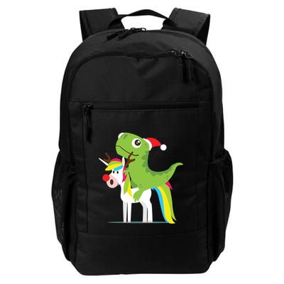 Santasaurus Trex Dinosaur Riding Reindeer Unicorn Christmas Gift Backpack