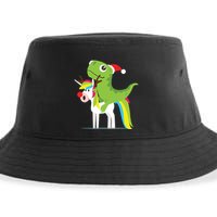 Santasaurus Trex Dinosaur Riding Reindeer Unicorn Christmas Gift Sustainable Bucket Hat