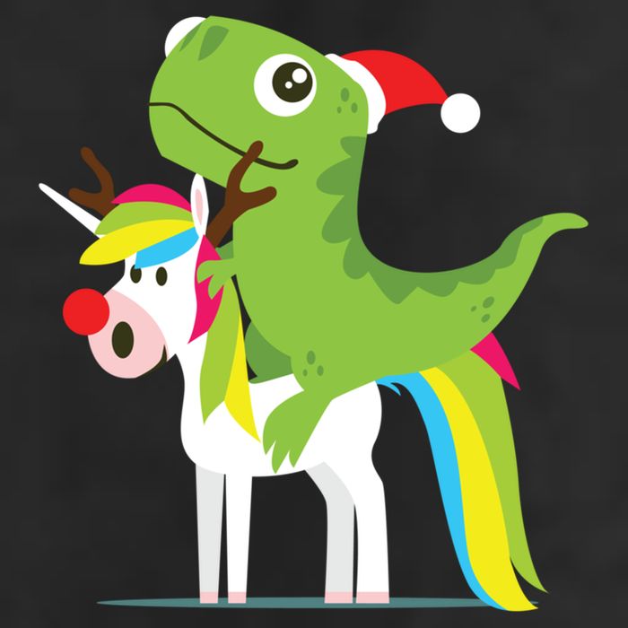 Santasaurus Trex Dinosaur Riding Reindeer Unicorn Christmas Gift 25L Jumbo Tote