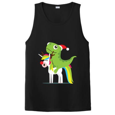 Santasaurus Trex Dinosaur Riding Reindeer Unicorn Christmas Gift PosiCharge Competitor Tank
