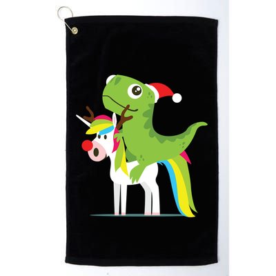 Santasaurus Trex Dinosaur Riding Reindeer Unicorn Christmas Gift Golf Towel