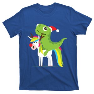 Santasaurus Trex Dinosaur Riding Reindeer Unicorn Christmas Gift T-Shirt