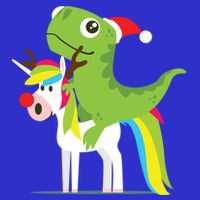 Santasaurus Trex Dinosaur Riding Reindeer Unicorn Christmas Gift Magnet