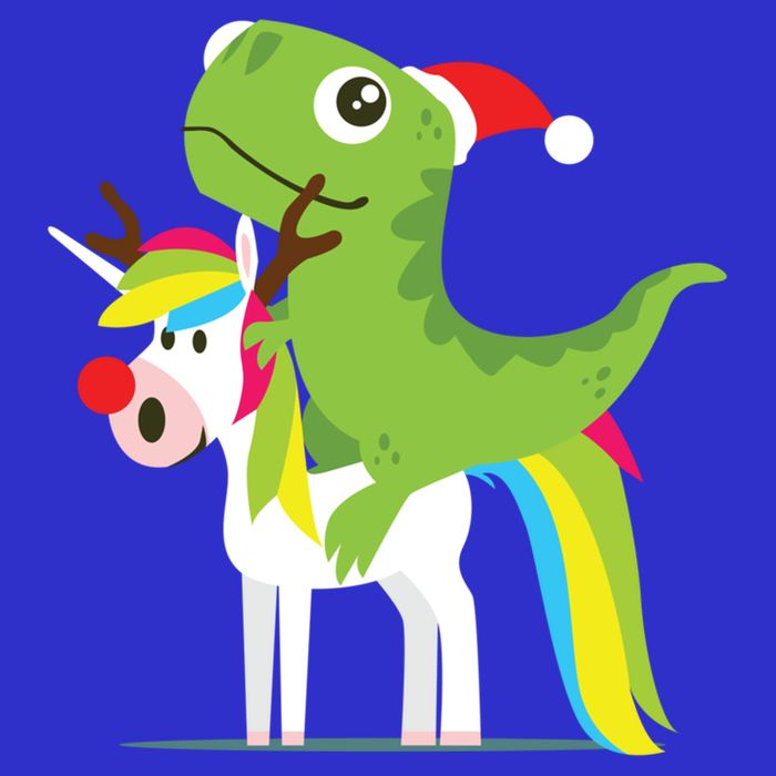 Santasaurus Trex Dinosaur Riding Reindeer Unicorn Christmas Gift Magnet