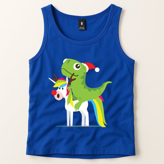 Santasaurus Trex Dinosaur Riding Reindeer Unicorn Christmas Gift Tank Top