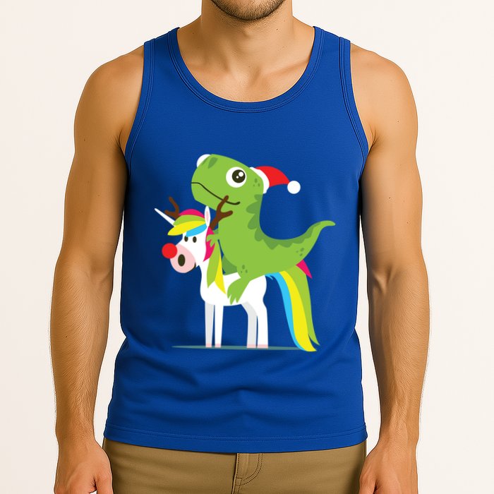 Santasaurus Trex Dinosaur Riding Reindeer Unicorn Christmas Gift Tank Top