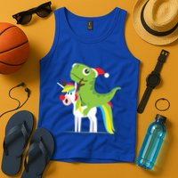 Santasaurus Trex Dinosaur Riding Reindeer Unicorn Christmas Gift Tank Top