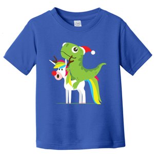 Santasaurus Trex Dinosaur Riding Reindeer Unicorn Christmas Gift Toddler T-Shirt