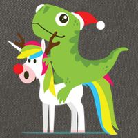 Santasaurus Trex Dinosaur Riding Reindeer Unicorn Christmas Gift Cotton Canvas Backpack