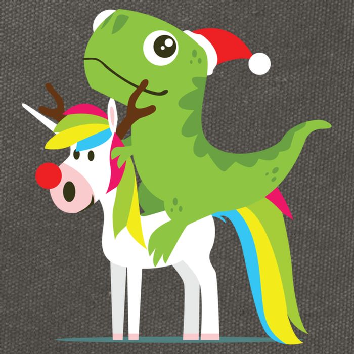 Santasaurus Trex Dinosaur Riding Reindeer Unicorn Christmas Gift Cotton Canvas Backpack