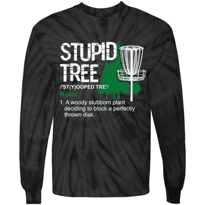 Stupid Tree Definition Disc Golf Golfers Vintage Christmas Tie-Dye Long Sleeve Shirt