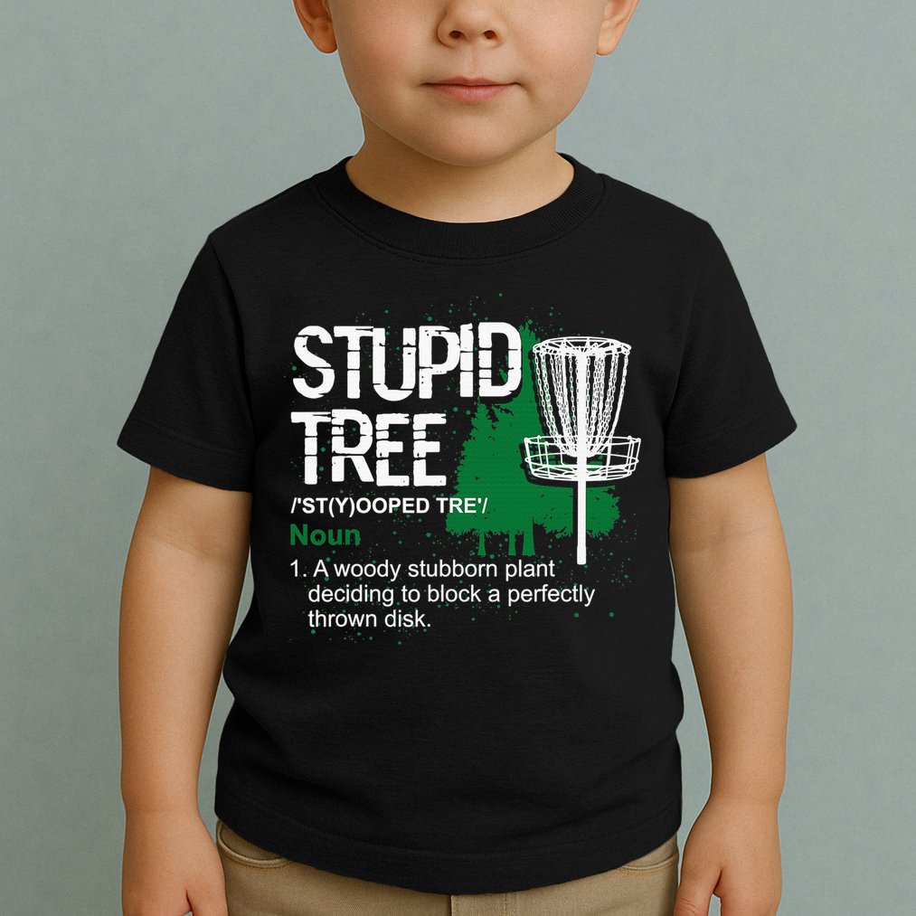 Stupid Tree Definition Disc Golf Golfers Vintage Christmas Toddler T-Shirt