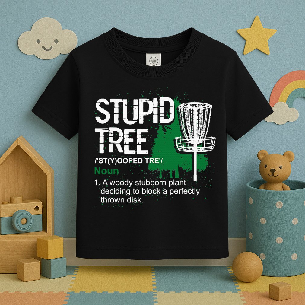 Stupid Tree Definition Disc Golf Golfers Vintage Christmas Toddler T-Shirt